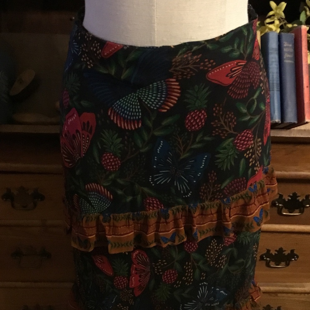 Farm Rio Floral Ruffle Maxi Skirt - Black with Multicolor Floral - Picture 3 of 6